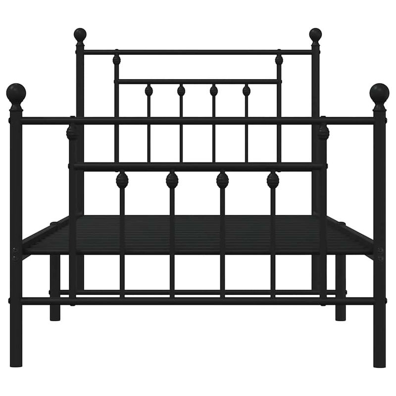 Vidaxl Metallbettgestell in Schwarz mit Kopfteil und Fußteil, klassisches Design, B/L: 90 x 190 cm - Bild 2