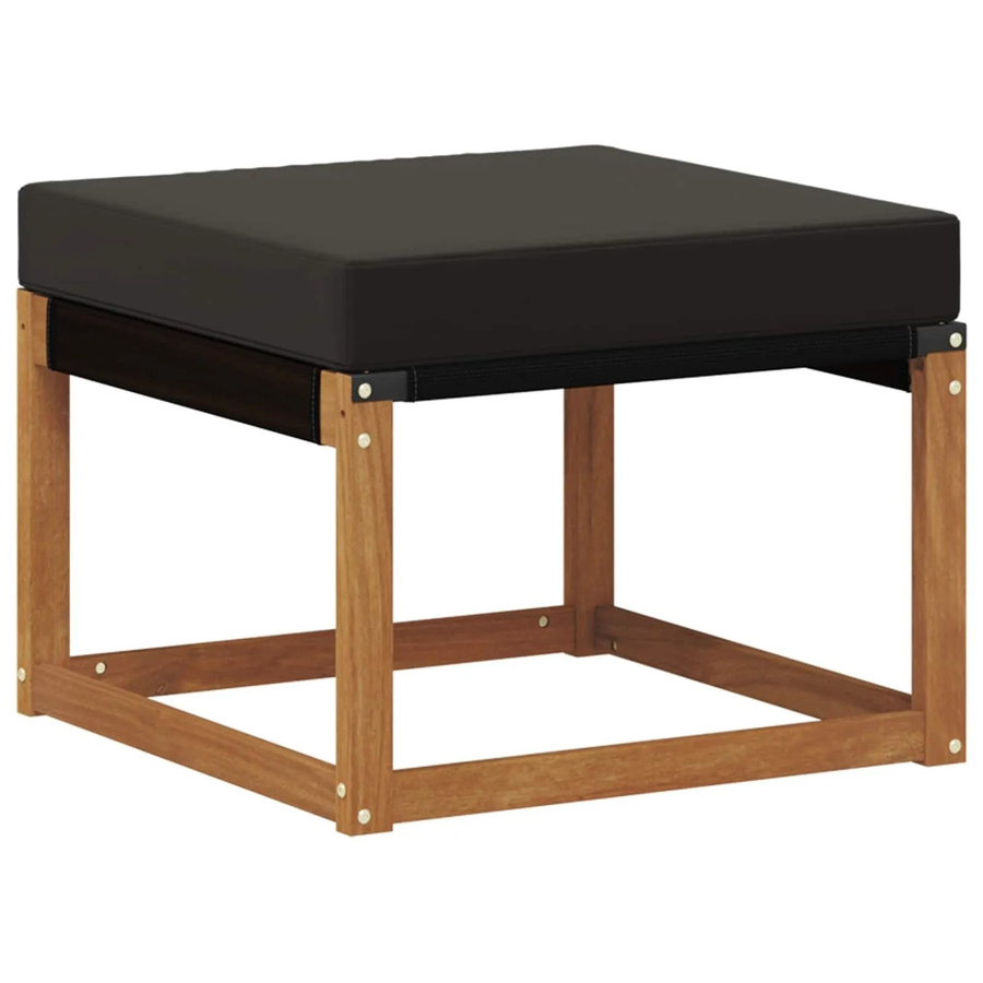 vidaXL Outdoor-Fußhocker aus Akazie und Textilene in Schwarz, B/T/H: 59 x 37 x 37 cm - Bild 2