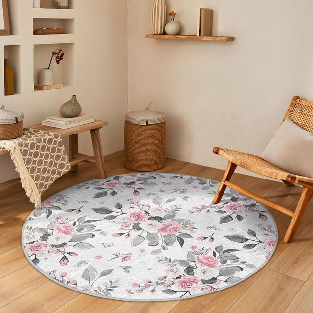 Runder Teppich Lodestar mit floralem Design in Multicolour, rutschfest und maschinengefertigt, Durchmesser: 120 cm - Bild 1