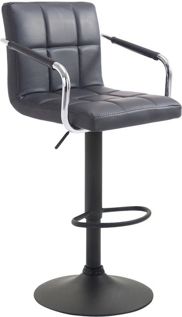 DELUKE Barhocker MINOR in Schwarz, höhenverstellbarer Barstuhl aus Kunstleder mit Lehne und 360 Grad Drehbarkeit, B/T/H: 54 x 46 x 91 cm - Bild 1