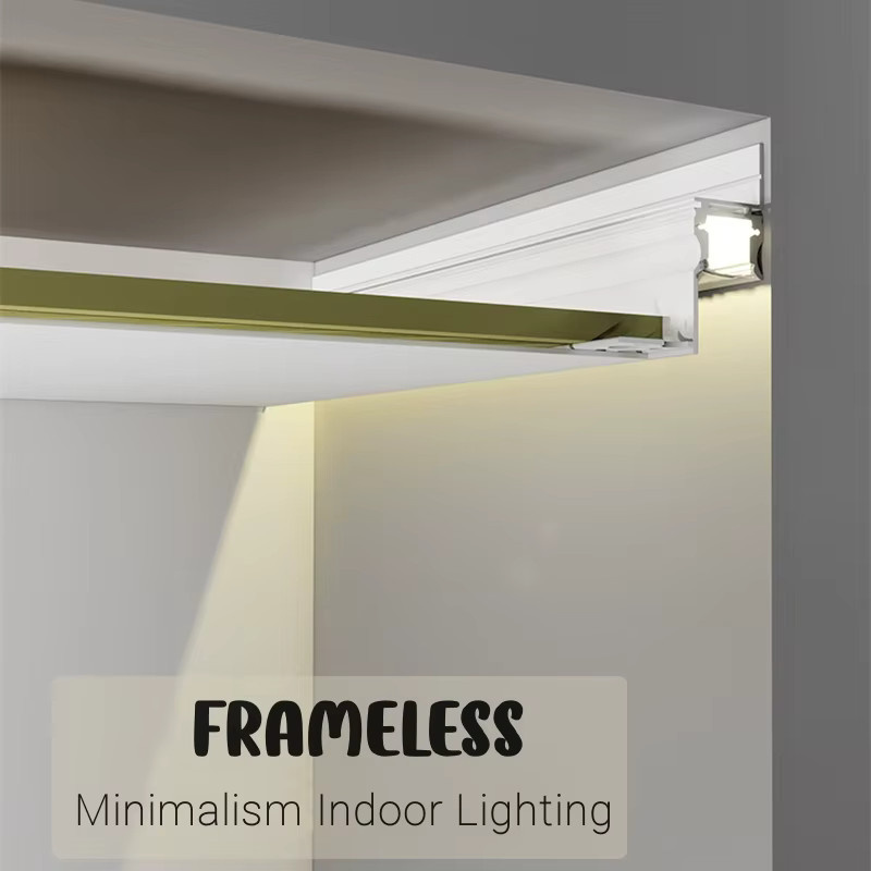 Khelse LED Aluminium Profil für Decken-Einbau in Silber und Weiß zur unsichtbaren Hintergrundbeleuchtung - Bild 1