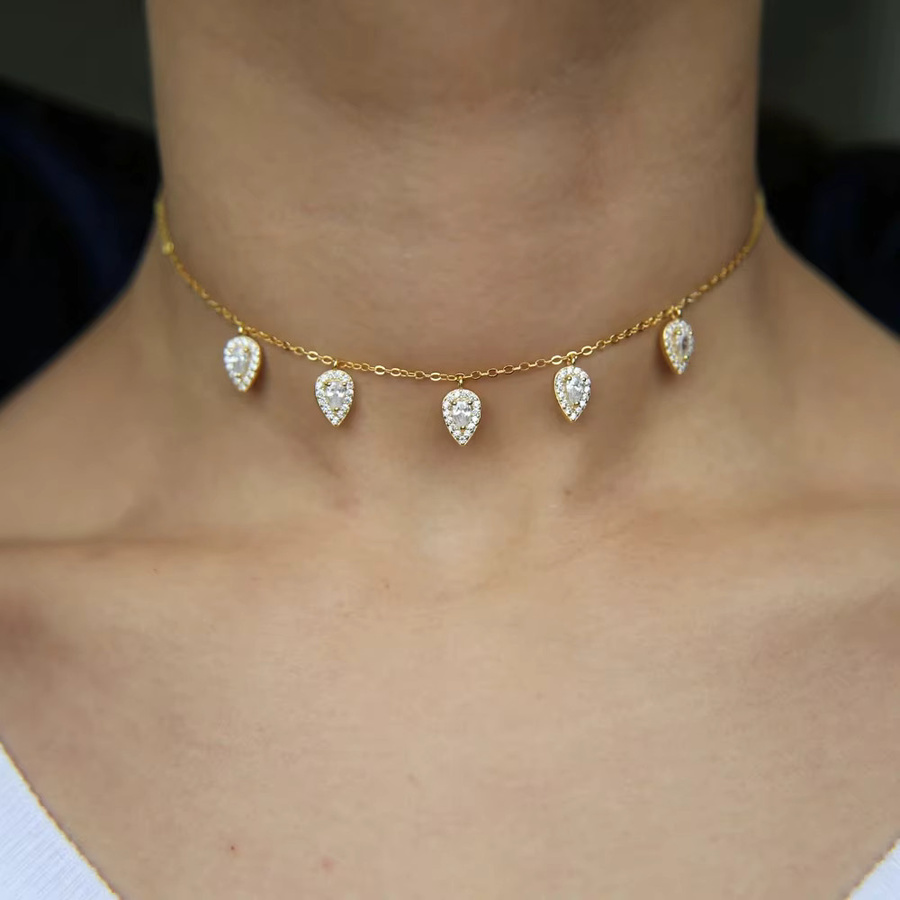 JYZSWBB Halskette, Zirkonia, Gold, Damen - Bild 2