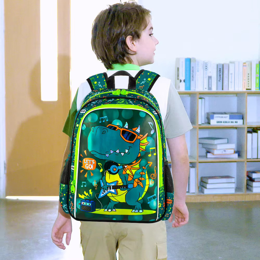 3-teiliges Dinosaurier Schulrucksack-Set für Jungen mit Lunchbox in Grün, 40,6 cm große Kinder-Büchertasche für Kindergarten und Grundschule - Bild 5