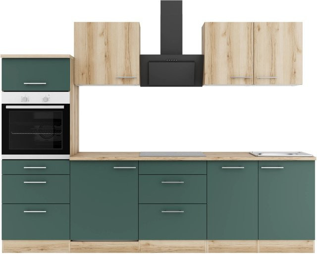 Optifit Küchenzeile KPLS 2789OE-9+ Wildeiche Nachbildung und Steingrün, Breite: 270 cm - Bild 1