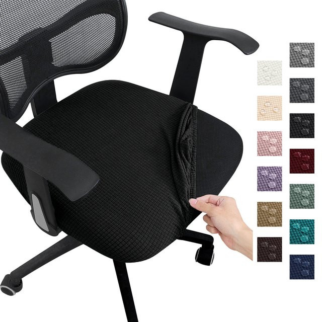 FORCHEER Sitzbezug für Bürostühle aus elastischem Spandex in Schwarz - Bild 1