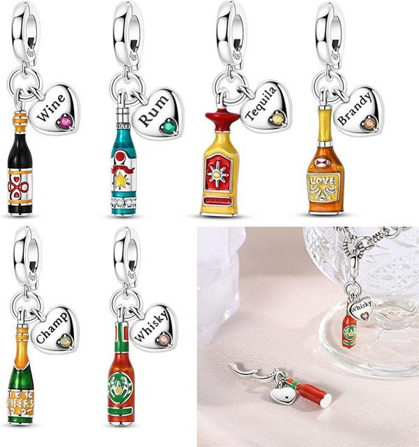 Charm Anhänger Kupfer, Zirkonia, Kristall, Silber, Unisex - Bild 1