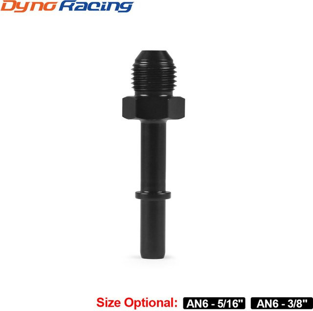 Dynoracing Quick Connect EFI Kraftstoffleitungs-Schienenadapter AN6 auf 5/16" und 3/8" männlich, Schwarz - Bild 1