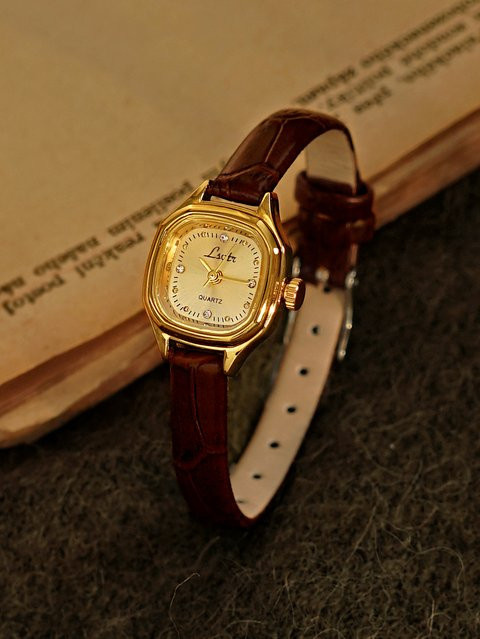 LSVTR Armbanduhr, Gold, Leder, Quarz, Eckig, Damen - Bild 1