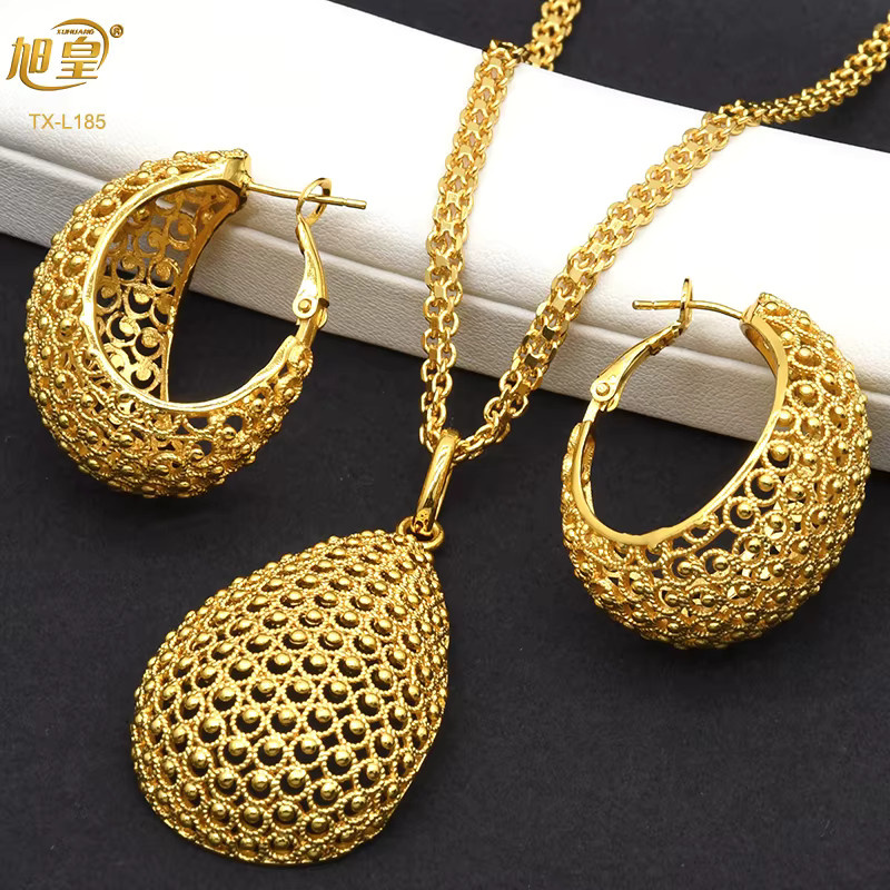 XUHUANG Schmuck-Set, Kupfer, Gold, Damen - Bild 5