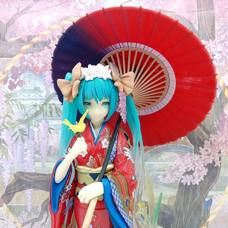 Hatsune Miku Anime Actionfigur im Kimono mit Regenschirm aus PVC, Höhe: 23,0 cm - Bild 2