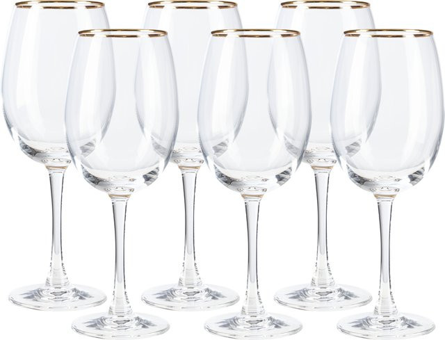 LIVARNO HOME Glas Set mit Goldrand, transparente Weißweingläser aus Kristallglas - Bild 1