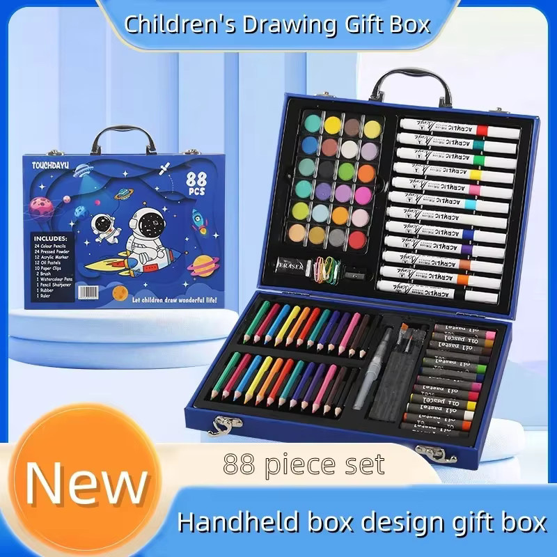 88-teiliges Acryl-Marker Set mit Aquarell-Stiften und Pinseln in Multicolour für Schüler und Studenten inklusive Geschenkbox - Bild 2