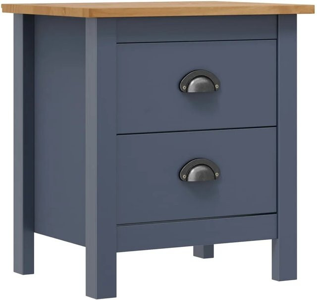 vidaXL Nachttische Hill Set aus Kiefer-Massivholz in Grau, 2 Stück, B: 46 cm, T: 35 cm, H: 49,5 cm - Bild 1