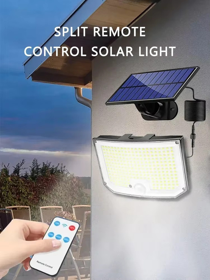 KDULIT Solar-LED-Flutlicht mit Bewegungssensor, IP65 wasserdicht, 234 LED, weißes Außenlicht für Garten und Wand - Bild 7
