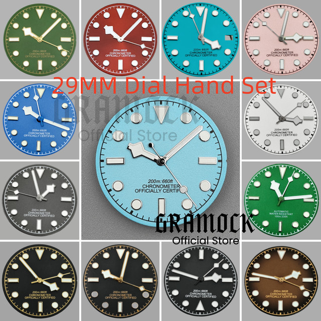GRAMOCK Zeigerset, Leuchtend, 29 mm, für NH34 NH35 ETA2824 PT5000 Uhrwerk - Bild 1