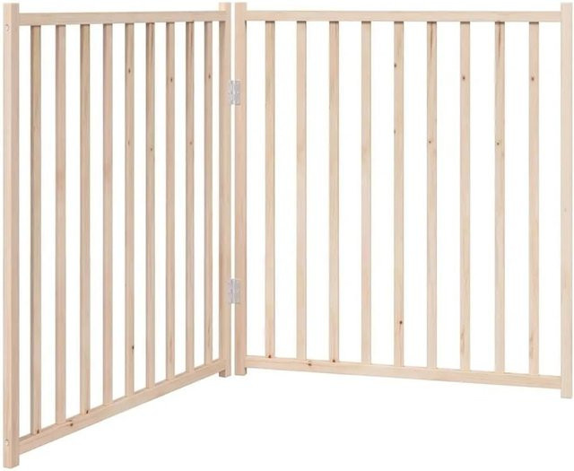 vidaXL 2-teiliges faltbares Hundetor aus Massivholz Tanne in Braun und Beige, Breite: 160 cm - Bild 1