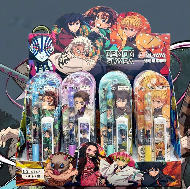 Bandai Demon Slayer Anime Automatischer Bleistift mit 0,5 mm HB Minen in Mehrfarbig für Schule und Büro - Bild 1