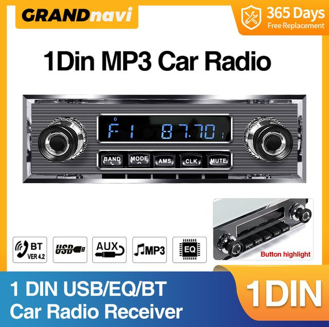 Grandnavi 1 DIN Autoradio Stereo mit Bluetooth, FM, MP3, USB und Aux für Mercedes Benz und Ford - Bild 1