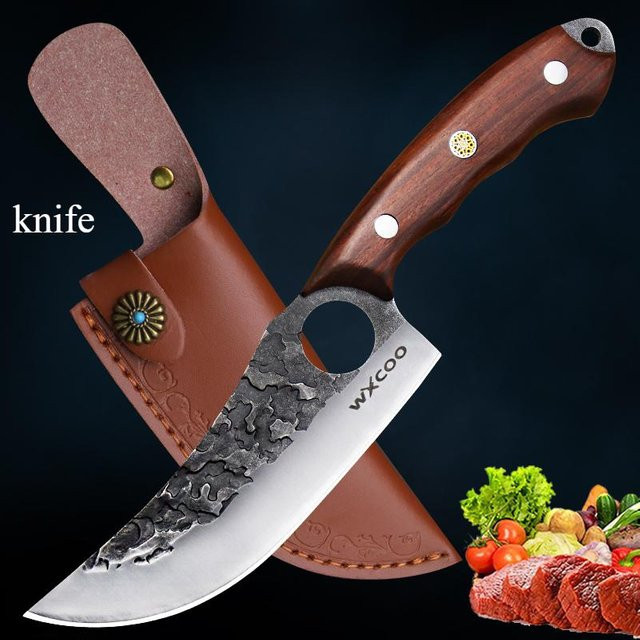 IKKNIFE Ausbeinmesser aus geschmiedetem rostfreiem Stahl mit Holzschutzhülle, Braun - Bild 1