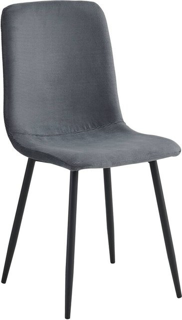 4er-Set Stühle Hela in Anthrazit mit Cordoptik aus Microfaser, B/H/T: 44 x 92 x 54 cm - Bild 1