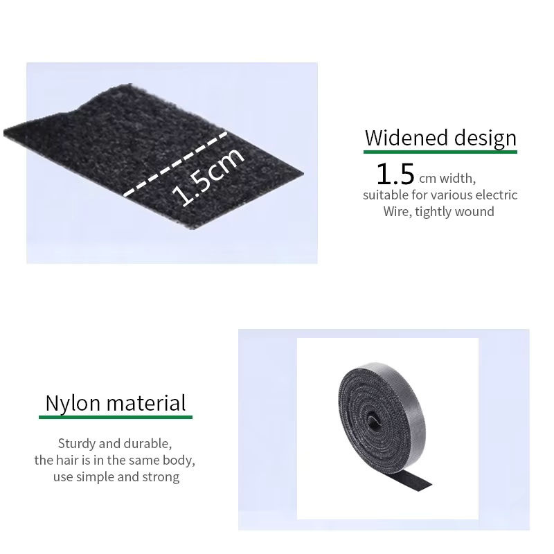 Selbstklebendes Nylonband als wiederverwendbare Kabelbinder Rolle in Schwarz für dein Kabelmanagement und DIY-Zubehör - Bild 5