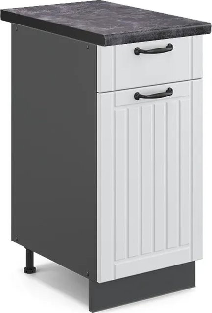 Vicco Küchenunterschrank Fame-Line Landhausstil Weiß Anthrazit B: 40 cm, T: 60 cm, H: 82 cm - Bild 1