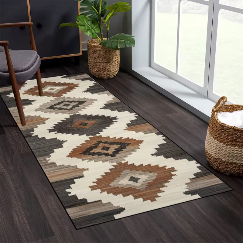 VIKAMA Retro-Teppich mit geometrischem Muster in Multicolour, rutschfeste Bodenmatte für Küche, Schlafzimmer oder Balkon - Bild 3