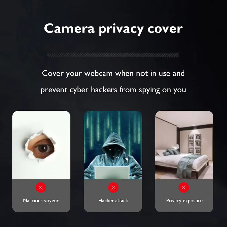 Universal Webcam Abdeckung mit Magnet-Slider aus Kunststoff in Schwarz für Laptop, iPad, PC und Macbook zum Schutz der Privatsphäre - Bild 4