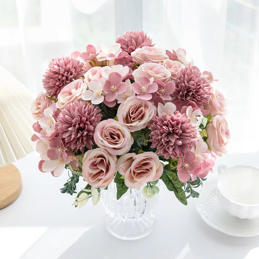 ZQCY Künstliche Rosenblumen aus Kunststoff in Lila für DIY-Tischdekoration, Partys und Hochzeiten - Bild 1