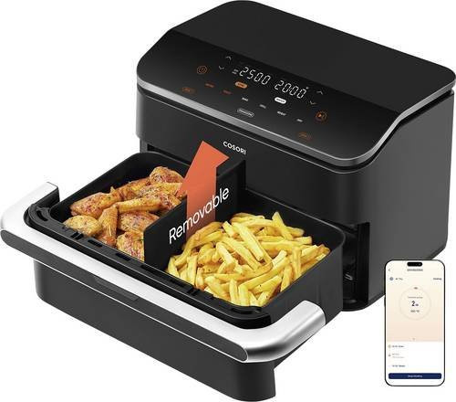 Cosori DualBlaze TwinFry Heißluftfritteuse mit Dual Zone und App-Steuerung, Schwarz/Silber, 10 l - Bild 2