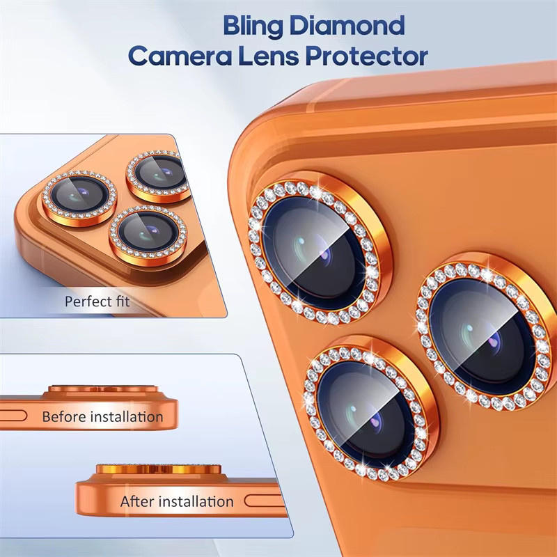 Diamantglas Kameraobjektivschutz mit Metallring für iPhone 17 Air 16 15 14 Pro Max Plus 13 Mini 16Pro 17Pro - Bild 2