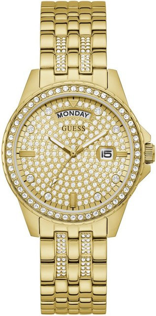 Guess Damenuhr, Edelstahl, Gold, Quarz, 38 mm, Diamantbesetzt - Bild 1