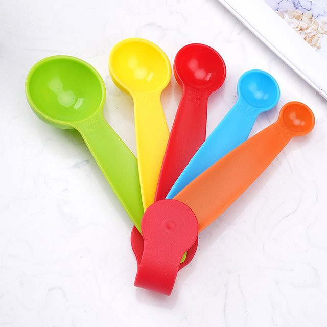 Venlohome Mini Messlöffel Set aus Kunststoff, 5-teilig, bunt, stapelbar - Bild 1