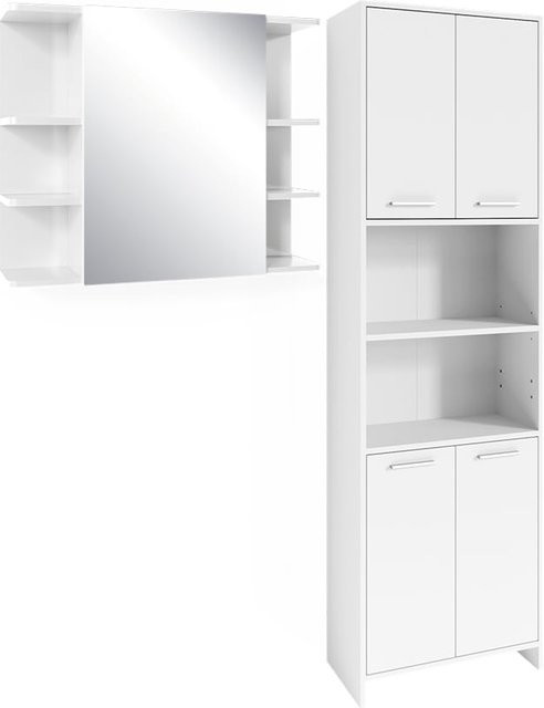 Vicco Badmöbel Set Maris in Weiß bestehend aus einem Hochschrank und einem Bad Spiegelschrank - Bild 1