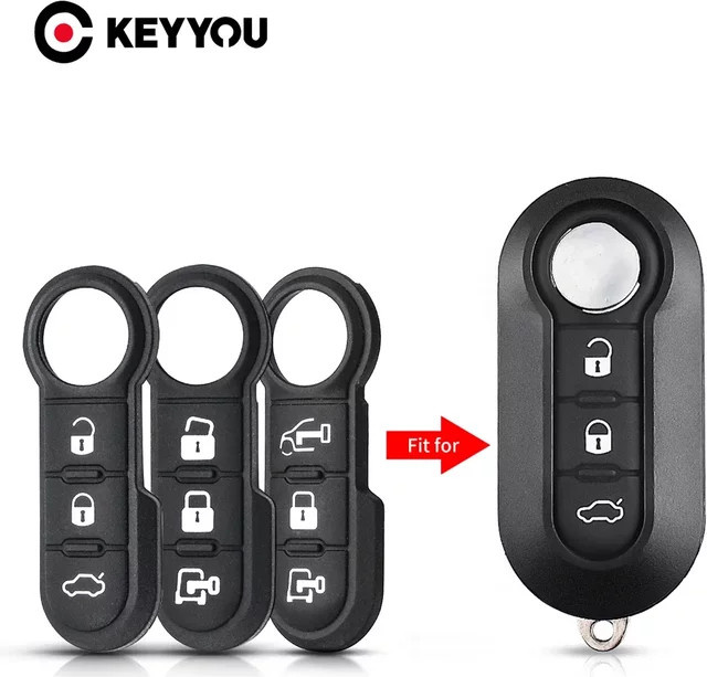 Keyyou 5er Set Ersatzgehäuse für 3-Tasten-Fernbedienungen passend für Fiat Panda Abarth Punto Ducato Stilo sowie Citroen und Peugeot in Schwarz - Bild 1