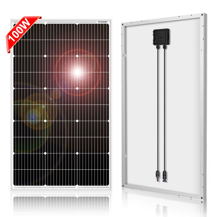 DOKIO 100W Monokristallines Solarpanel 18V, Wasserdichtes Solarpanel in Schwarz zum Laden von 12V-Geräten für Camping, Wohnmobil und Heim - Bild 5