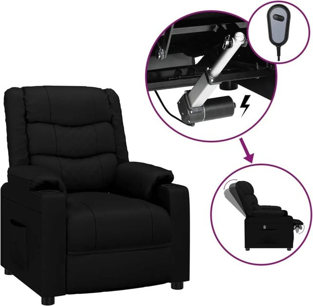 vidaXL Elektrischer Relaxsessel in Schwarz aus Kunstleder mit Armlehnen - Bild 1
