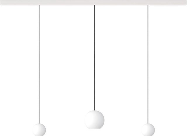 KOMOT KOS Trio SL LED-Pendelleuchte Schiene 200 cm in Weiß Matt und Schwarz mit mundgeblasenem Opalglas und Tunable White (2200K - 4200K) - Bild 1