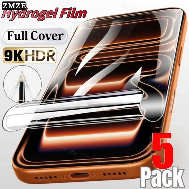 5 Stück Hydrogel-Displayschutz Folie für Apple iPhone 17 16 15 14 13 12 11 Pro Max Plus Mini in Transparent - Bild 1