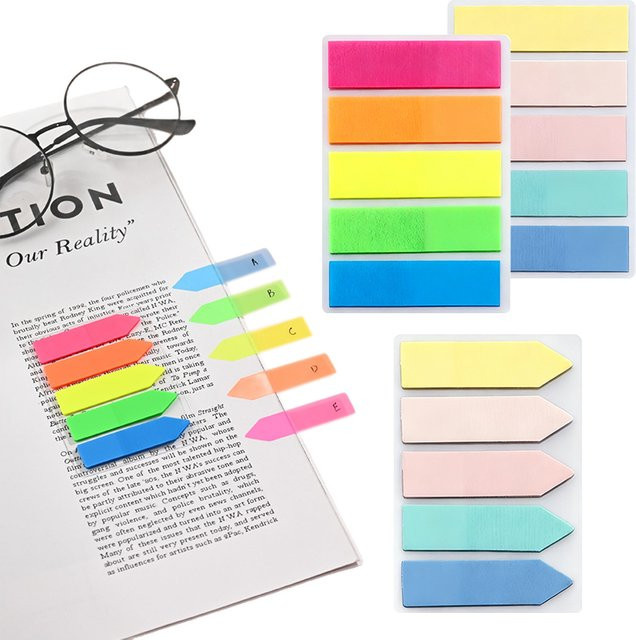 ZYF PET Index Aufkleber in Macaron und Morandi Farben, 100 Blatt Selbstklebende Haftnotizen mit Pfeilspitze und Flach-Design, Mehrfarbig - Bild 1
