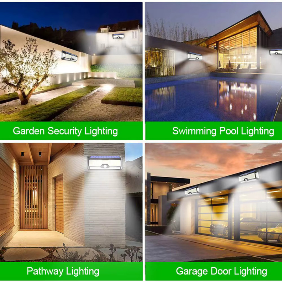 Leclstar Solar-LED-Wandleuchte mit 268 LEDs und Bewegungsmelder, IP65 wasserdicht, Schwarz - Bild 6