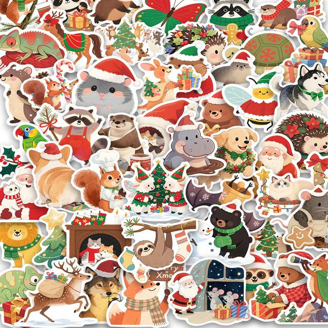 Charile Cartoon-Tier-Weihnachts-Aufkleber, multicolor, 10-teiliges Set - Bild 1