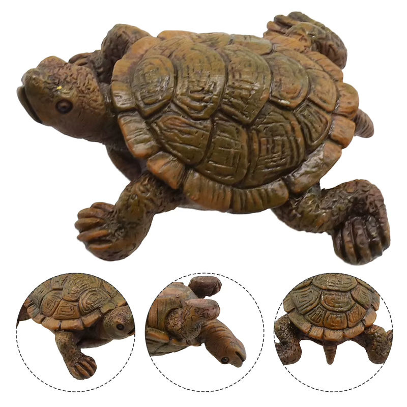 Schildkröte Statue Ornament in Braun für Aquarien und Garten Dekoration, Höhe: 7 cm, Breite: 5,6 cm - Bild 5