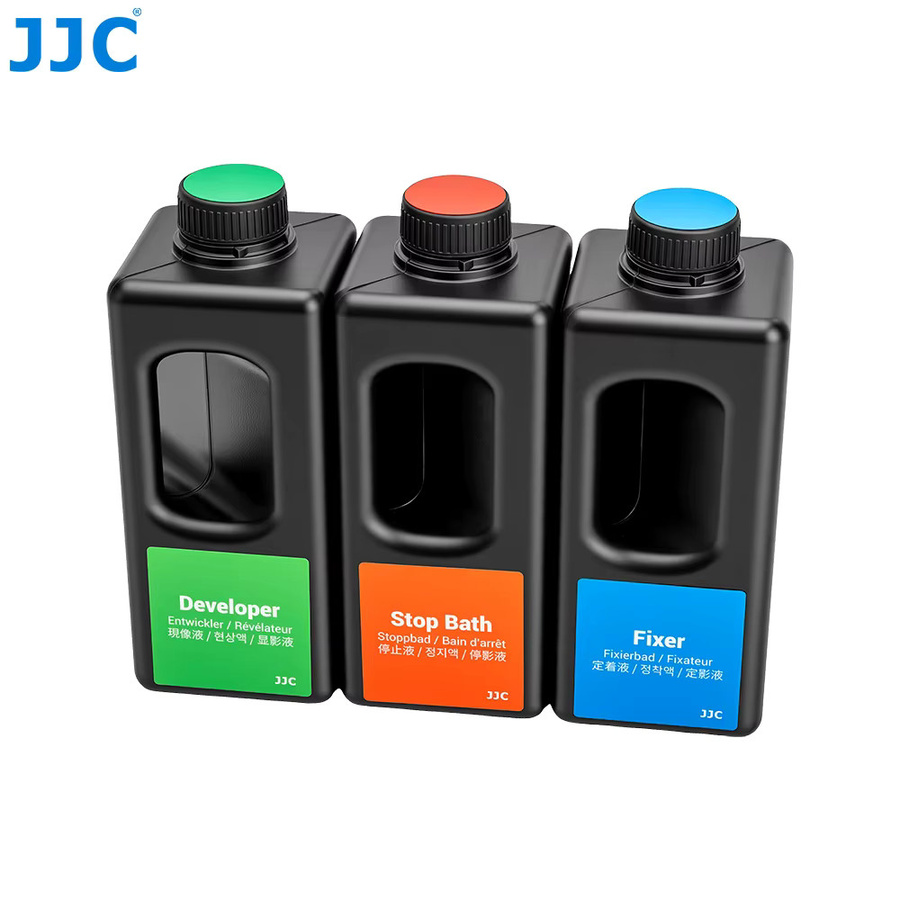 JJC 3er-Set Dunkelkammer-Chemikalienflaschen in Schwarz mit Messbecher, 1000 ml Filmentwickler-Flüssigkeitsbehälter - Bild 3