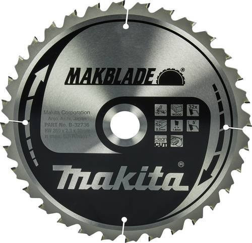 Makita B-32736 Makblade Kreissägeblatt für Metall, Farbe: Silber, Durchmesser: 260 mm, Bohrung: 30 mm, Zähne: 32 - Bild 1