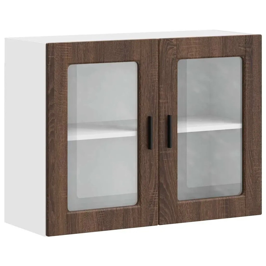 vidaXL Küchen-Hängeschrank Porto mit Glastüren in Braun Eichen-Optik, B/T/H: 60,0 x 31,0 x 80,0 cm - Bild 2