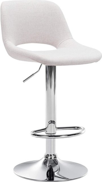 DELUKE Barhocker JAKSON Tresenhocker mit Lehne in Creme, Stoff und Chrom, drehbar - Bild 1
