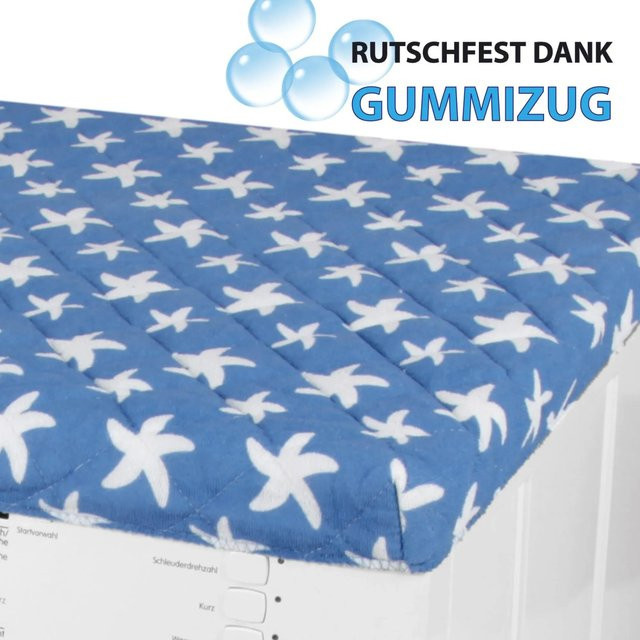 Bestlivings Waschmaschinenbezug und Trocknerbezug mit Seestern-Motiv in Dunkelblau, B/T/H: 60 x 60 cm - Bild 1