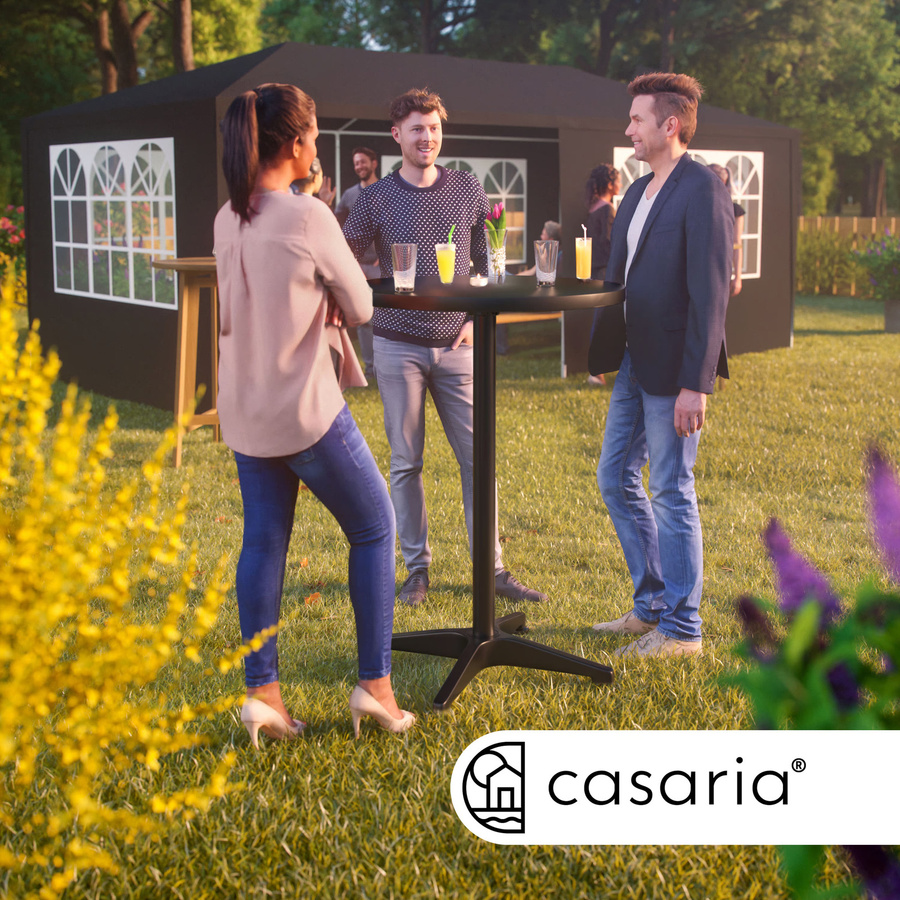 CASARIA Höhenverstellbarer Stehtisch rund aus Aluminium und Edelstahl in Schwarz Ø 60 cm, Höhe: 70 bis 115 cm - Bild 2