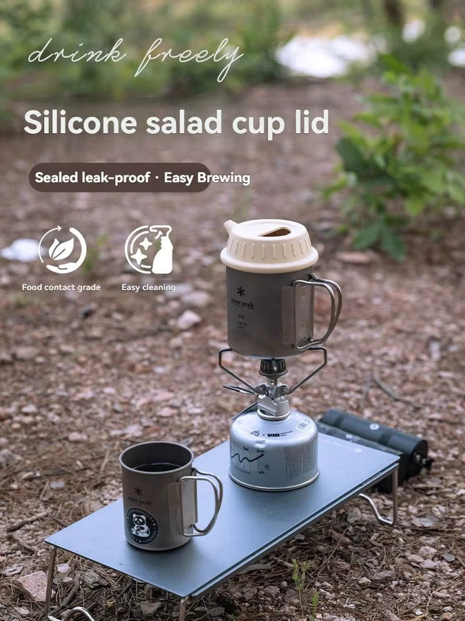 CAMPINGMOON Silikon-Schneetassen-Deckel für Camping-Kaffeetöpfe und Titan-Tassen in Schwarz - Bild 4